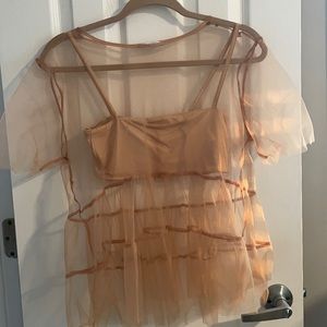 Nude see through tule top size M from Zara